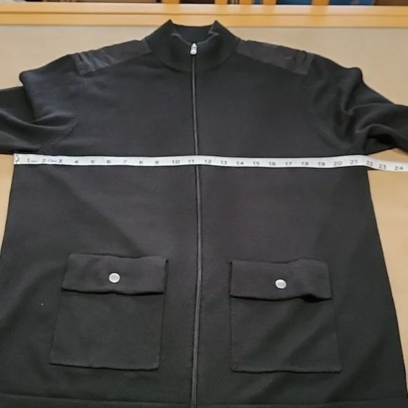 Michael Kors Size L Black Zip Front Cardigan Sweater, Wool Blend, EUC - Picture 6 of 11